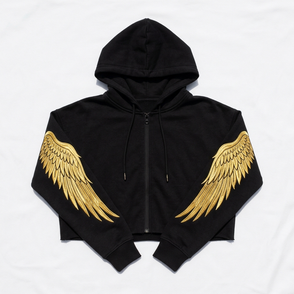 ✨ Golden Angel Crop Hoodie